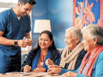 Angels My Way Home Care caregiver providing compassionate in-home support to a senior in Ontario