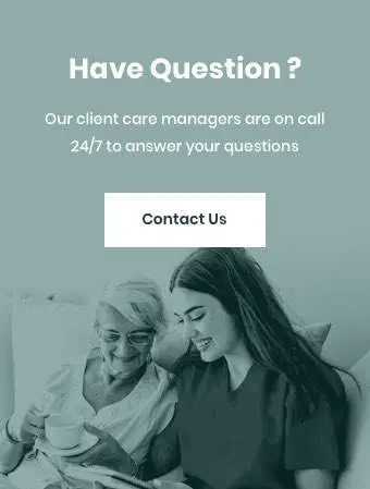 Contact us button on a Home Care Services image, inviting visitors to reach out for 24/7 support.